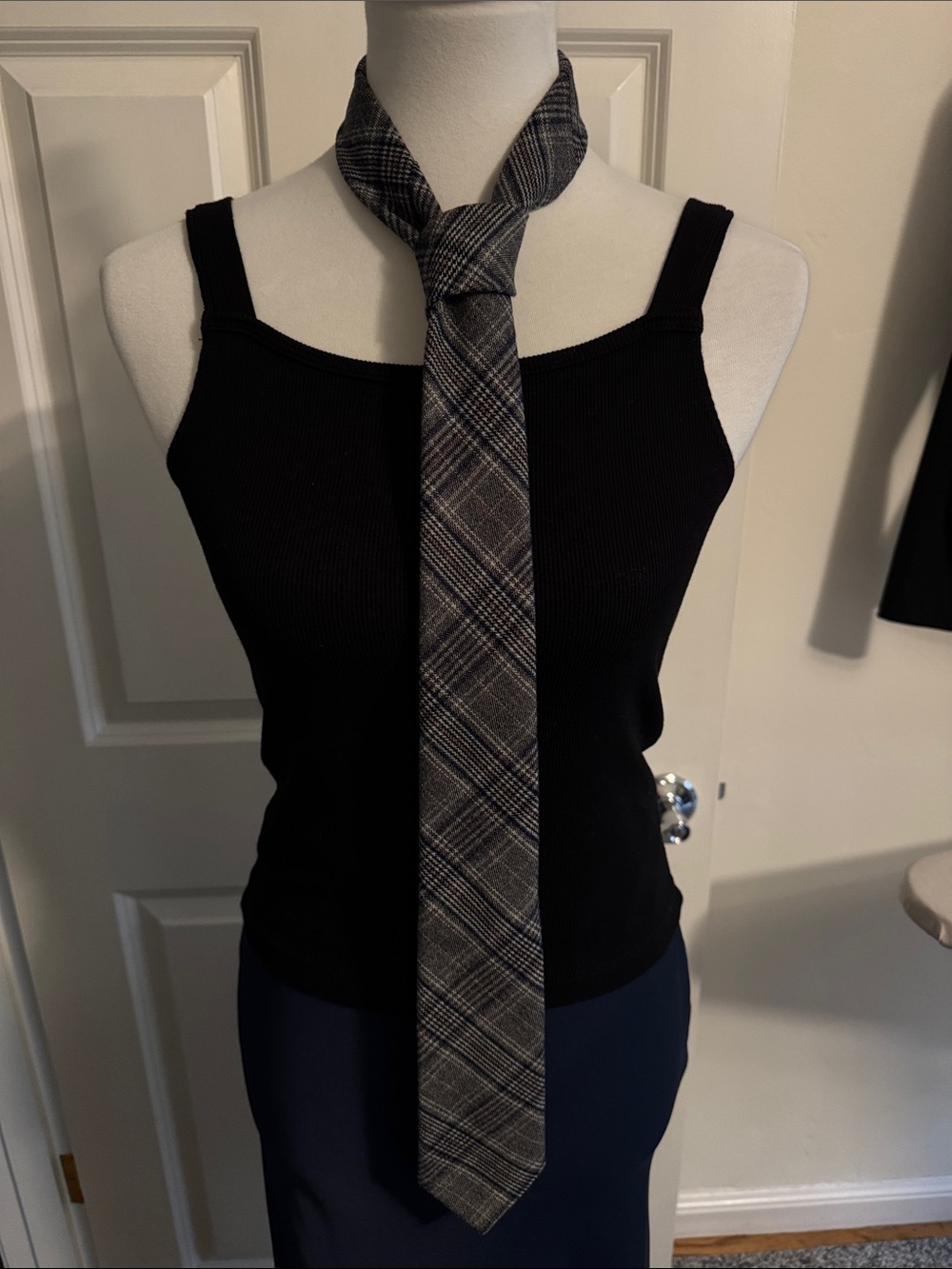Zara Gray Plaid Woman Tie NWOT